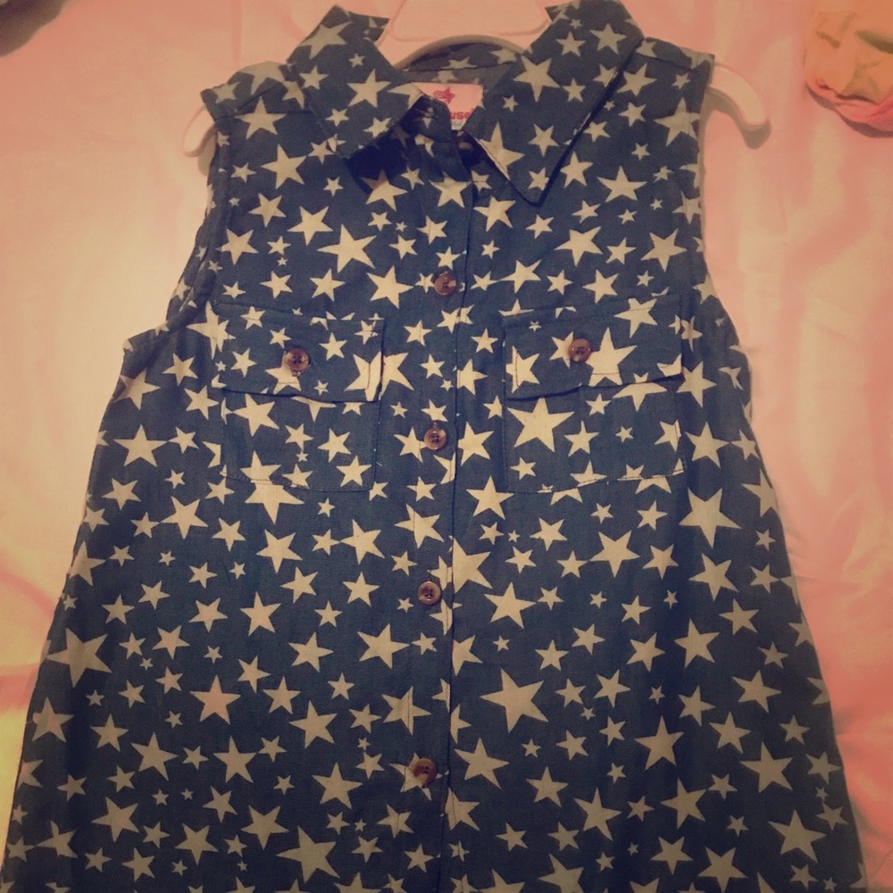 Girls 7/8 Cute denim dollhouse top
